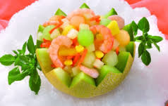 imagen Ensalada de frutas y langostino.